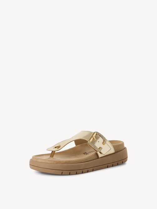 Lederpantolette - metallic, PLATINUM, hi-res