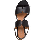 Sandale à talon en cuir - noir, BLACK, hi-res