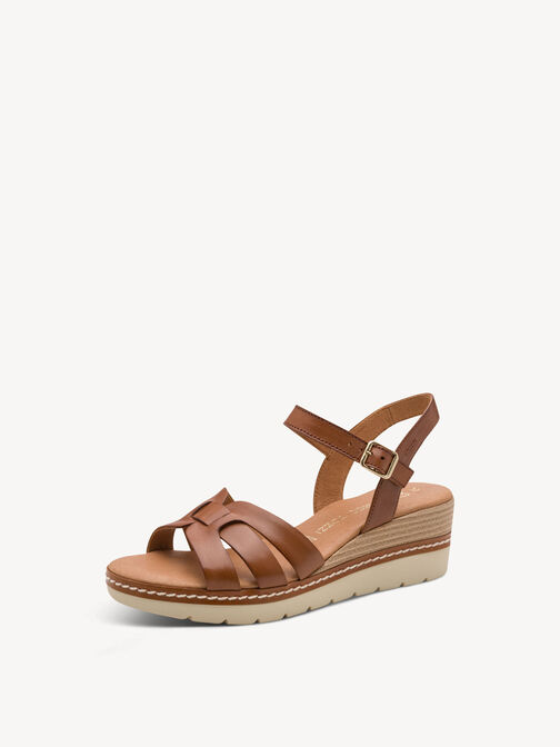 Ledersandalette - braun, COGNAC, hi-res