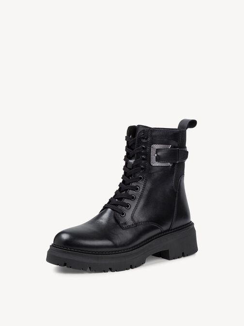 Lederstiefelette - schwarz, BLACK, hi-res