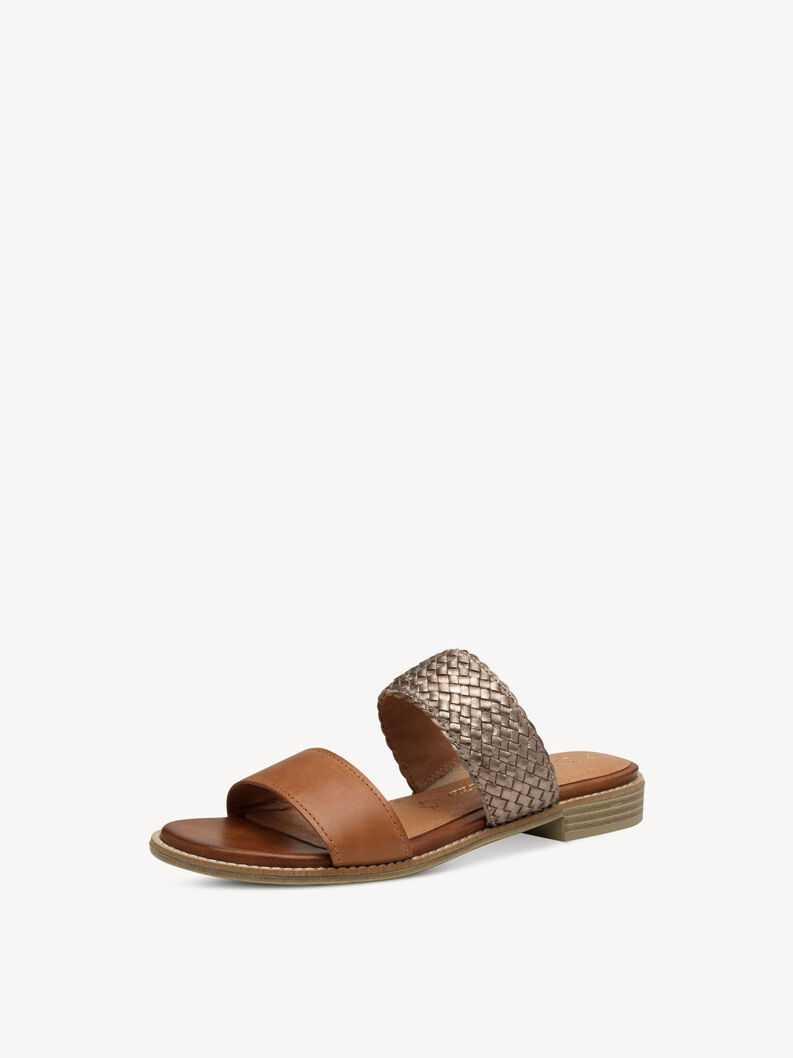 Lederpantolette - braun, COGNAC COMB, hi-res