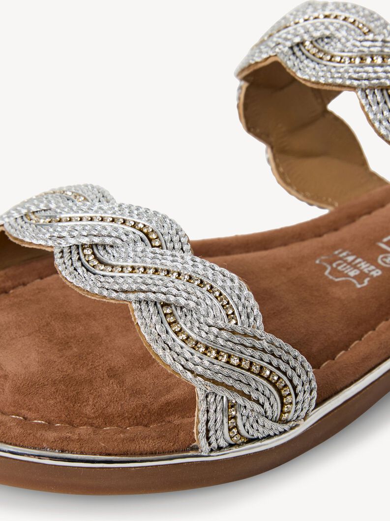 Leather Sandal - silver, SILVER COMB, hi-res