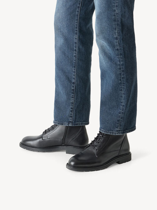 Lederstiefelette - schwarz, BLACK, hi-res