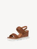 Leather Heeled sandal - brown, CHESTNUT, hi-res