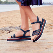 Ledersandale - blau, NAVY COMB, hi-res