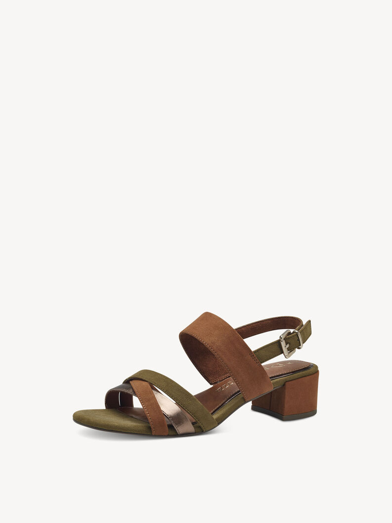 Sandały na obcasie - khaki, FERN GREEN COM, hi-res