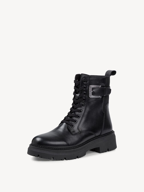 Lederstiefelette - schwarz, BLACK, hi-res