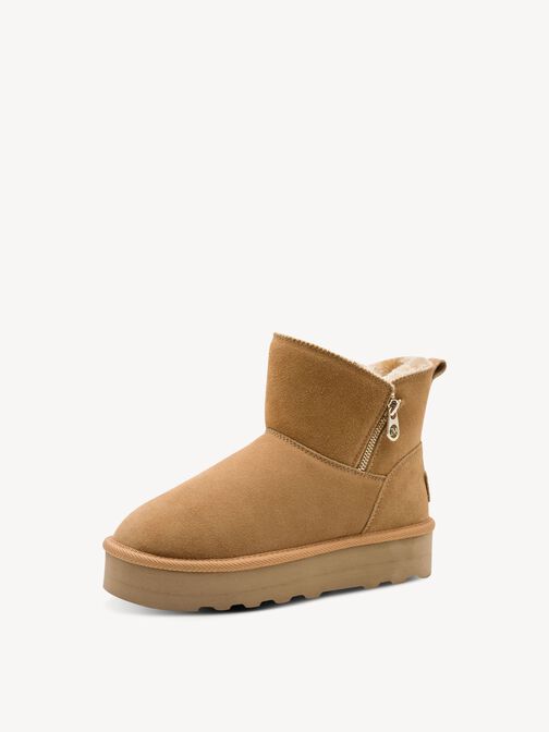 Lederstiefelette - braun Warmfutter, COGNAC, hi-res