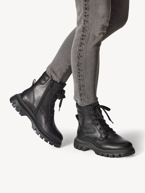 Lederstiefelette - schwarz Warmfutter, BLACK, hi-res