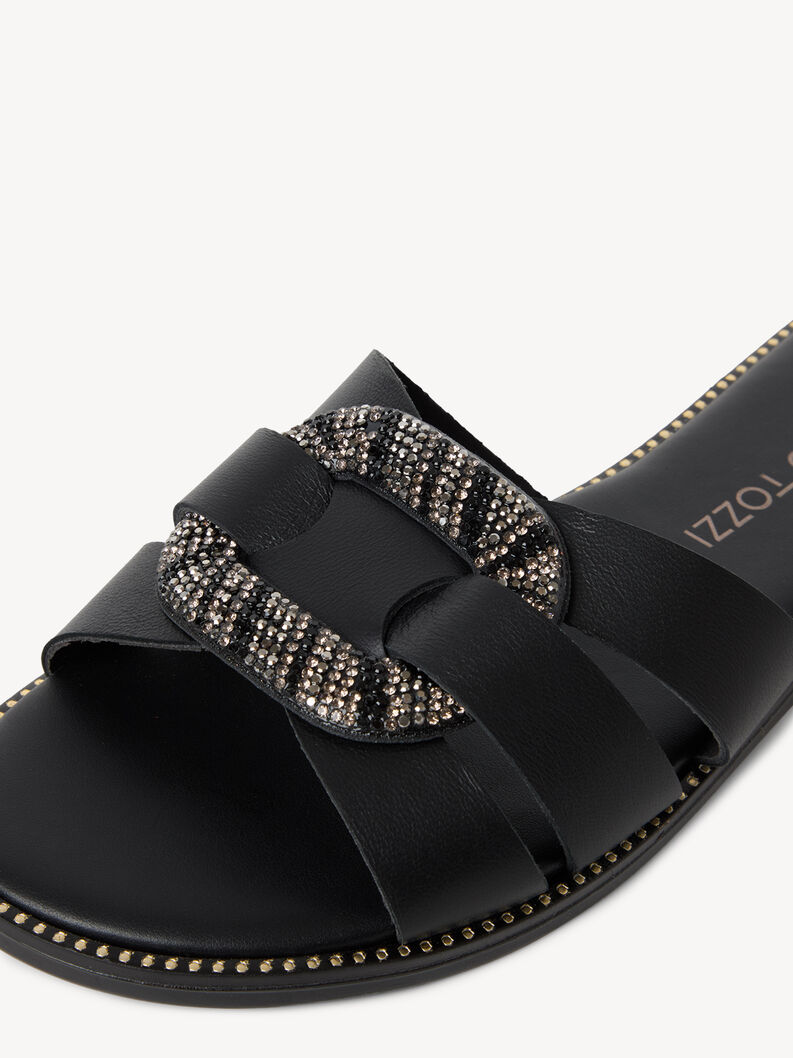 Lederpantolette - schwarz, BLACK, hi-res