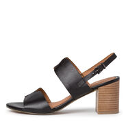 Sandale à talon en cuir - noir, BLACK, hi-res