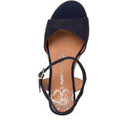 Sandale à talon en cuir - bleu, NAVY, hi-res