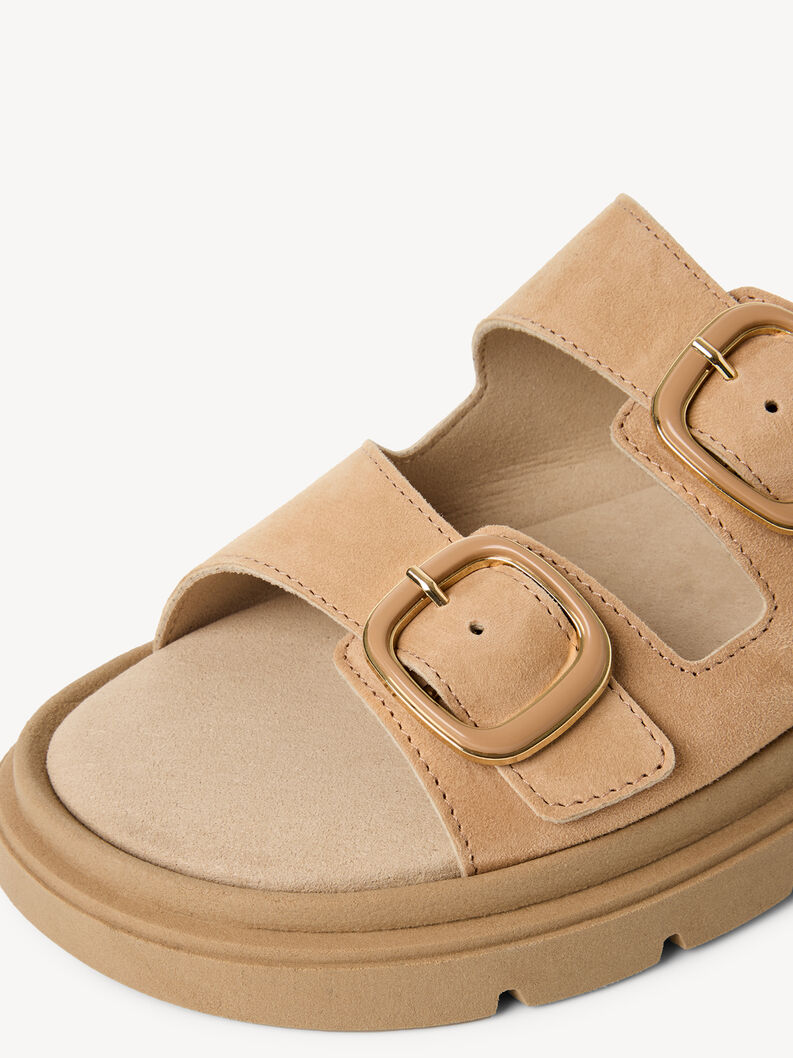 Lederpantolette - beige, DUNE SUEDE, hi-res