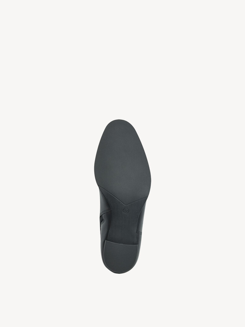 Laufsohle schwarzer Lederankle-Boots mit strukturierter Oberfl&auml;che