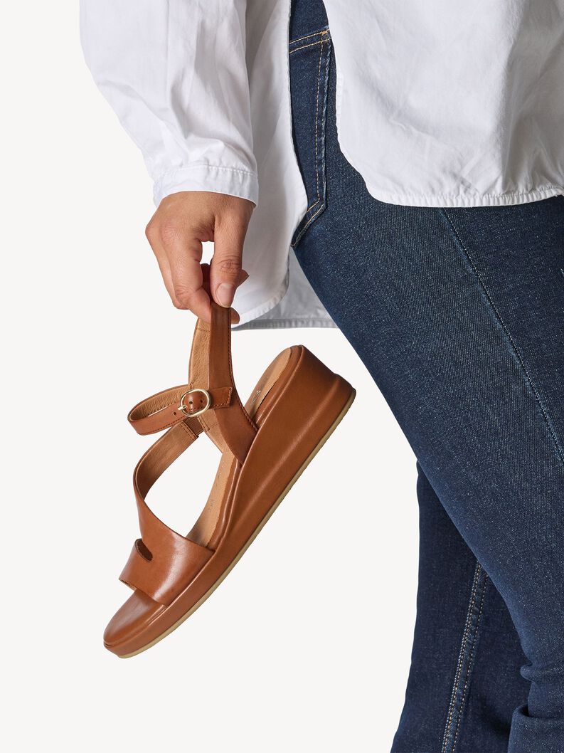 Ledersandalette - braun, COGNAC, hi-res