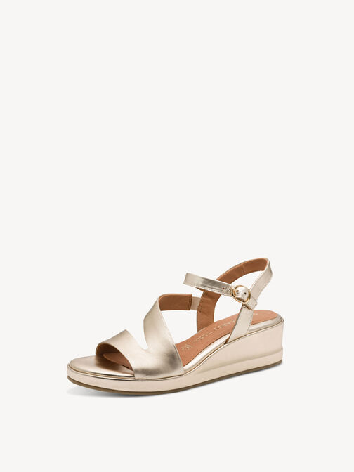 Ledersandalette - metallic, GOLD, hi-res