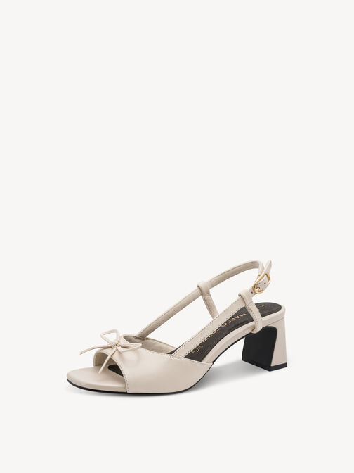 Leather Heeled sandal - beige, CREAM, hi-res