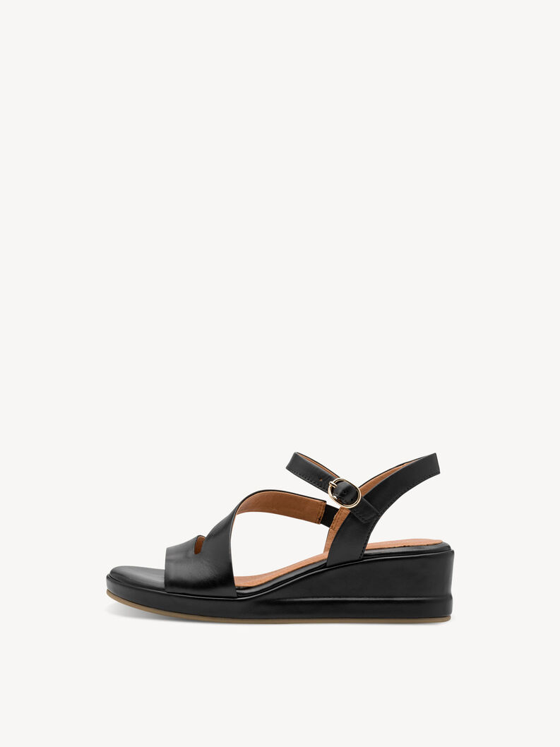 Ledersandalette - schwarz, BLACK, hi-res