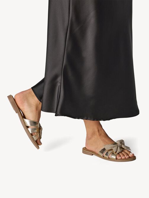 Lederpantolette - metallic, PLATINUM COMB, hi-res