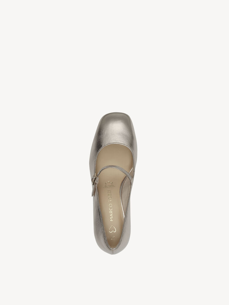 Lederpumps - metallic, PLATINUM, hi-res