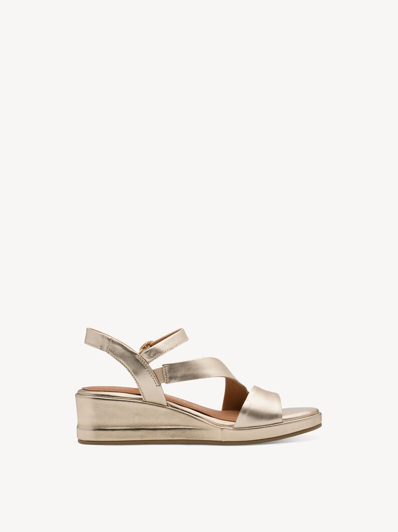 Ledersandalette - metallic, GOLD, hi-res