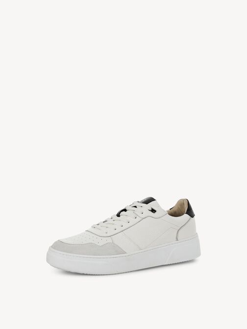 Ledersneaker - weiß, WHITE/BLACK, hi-res