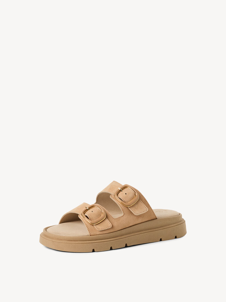 Lederpantolette - beige, DUNE SUEDE, hi-res