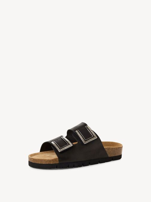 Lederpantolette - schwarz, BLACK, hi-res