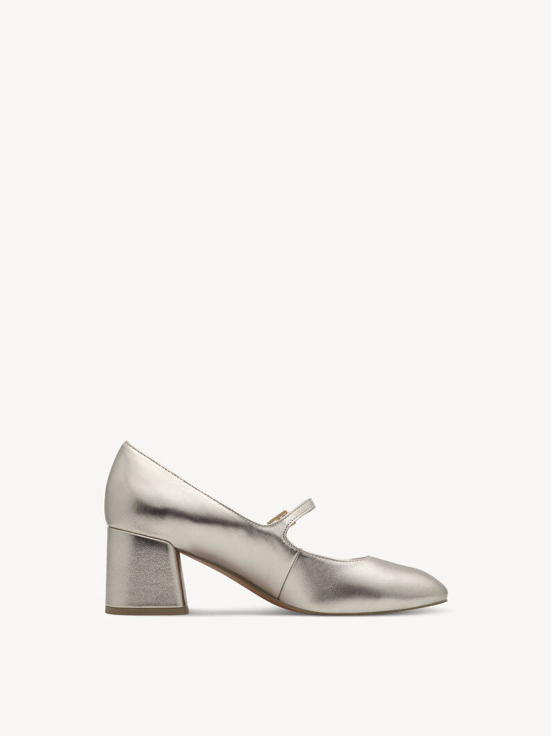 Lederpumps - metallic, PLATINUM, hi-res