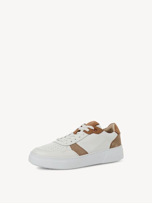 Ledersneaker - weiß, WHITE/NUT, hi-res