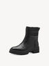 Moderner schwarzer Leder-Winterstiefel mit Ziersteinen