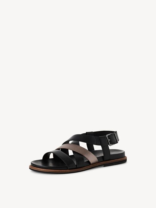 Leather Sandal - black, BLACK COMB, hi-res
