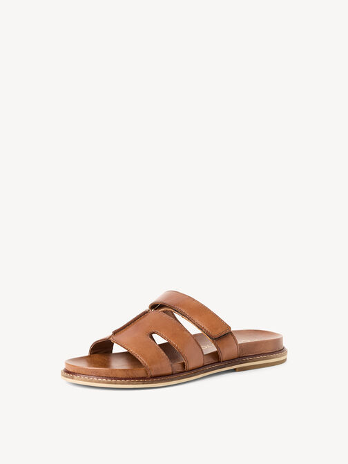 Lederpantolette - braun, COGNAC, hi-res