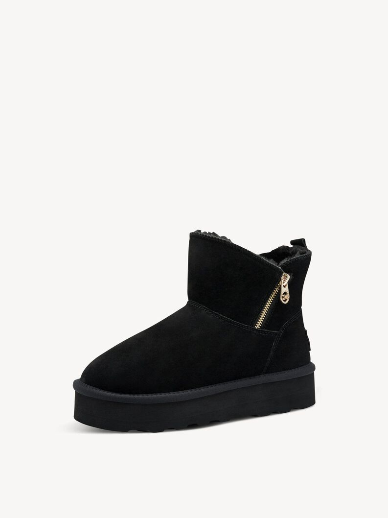 Lederstiefelette - schwarz Warmfutter, BLACK, hi-res