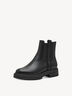 Schr&auml;gsicht schwarze Leder-Stiefelette mit elastischem Einsatz