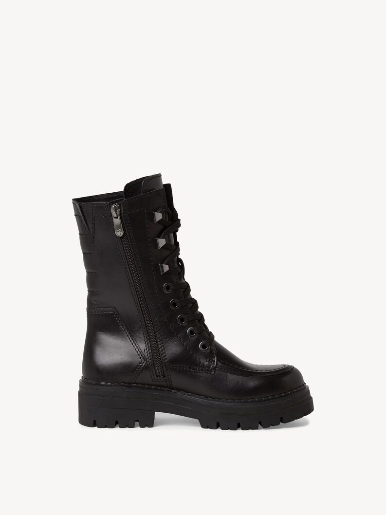 Lederstiefelette - schwarz Warmfutter, BLACK, hi-res