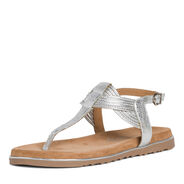 Leather Sandal - metallic, SILVER, hi-res