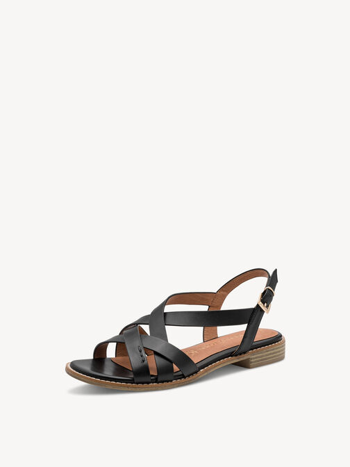 Ledersandale - schwarz, BLACK, hi-res