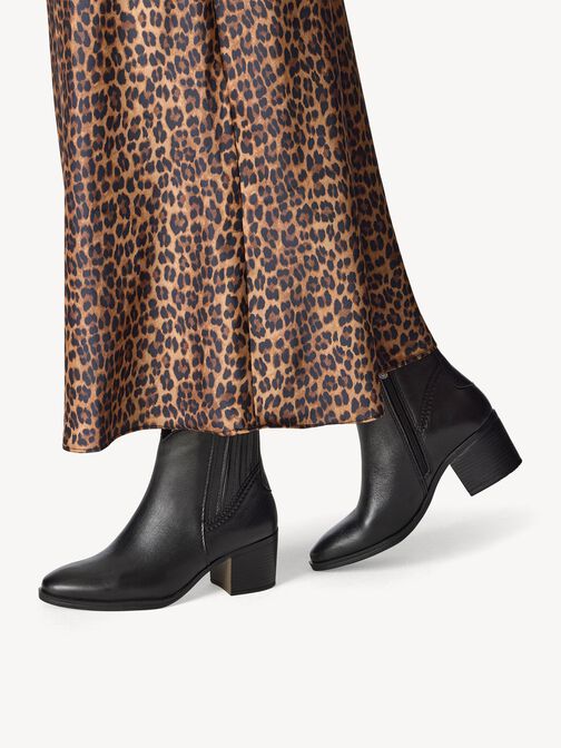 Lederstiefelette - schwarz, BLACK, hi-res