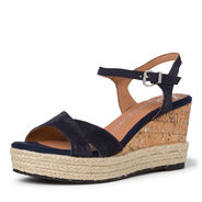 Sandale à talon en cuir - bleu, NAVY, hi-res