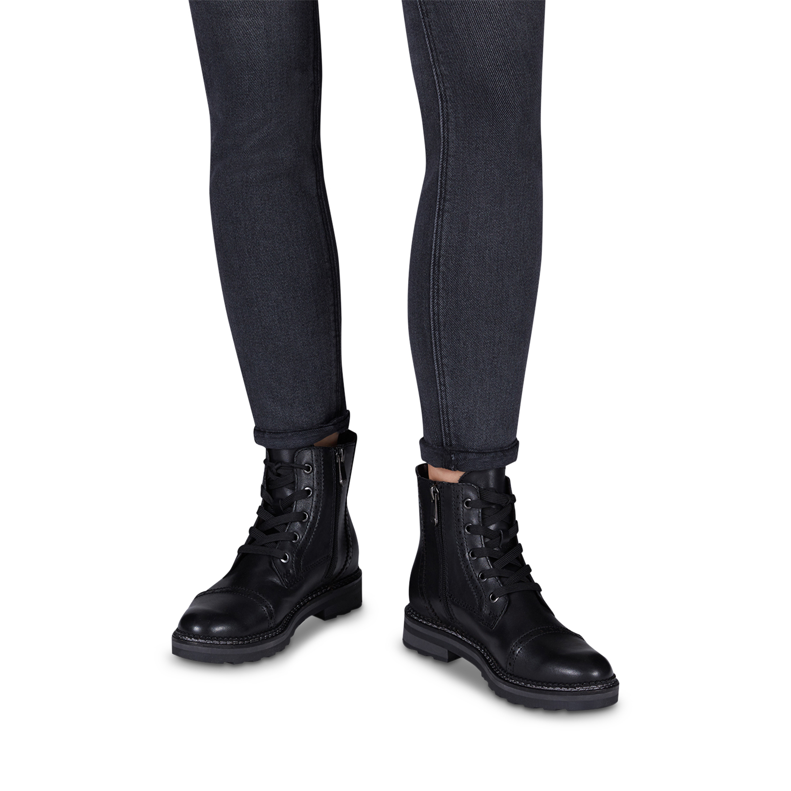 Leather Bootie - black, BLACK ANTIC, hi-res