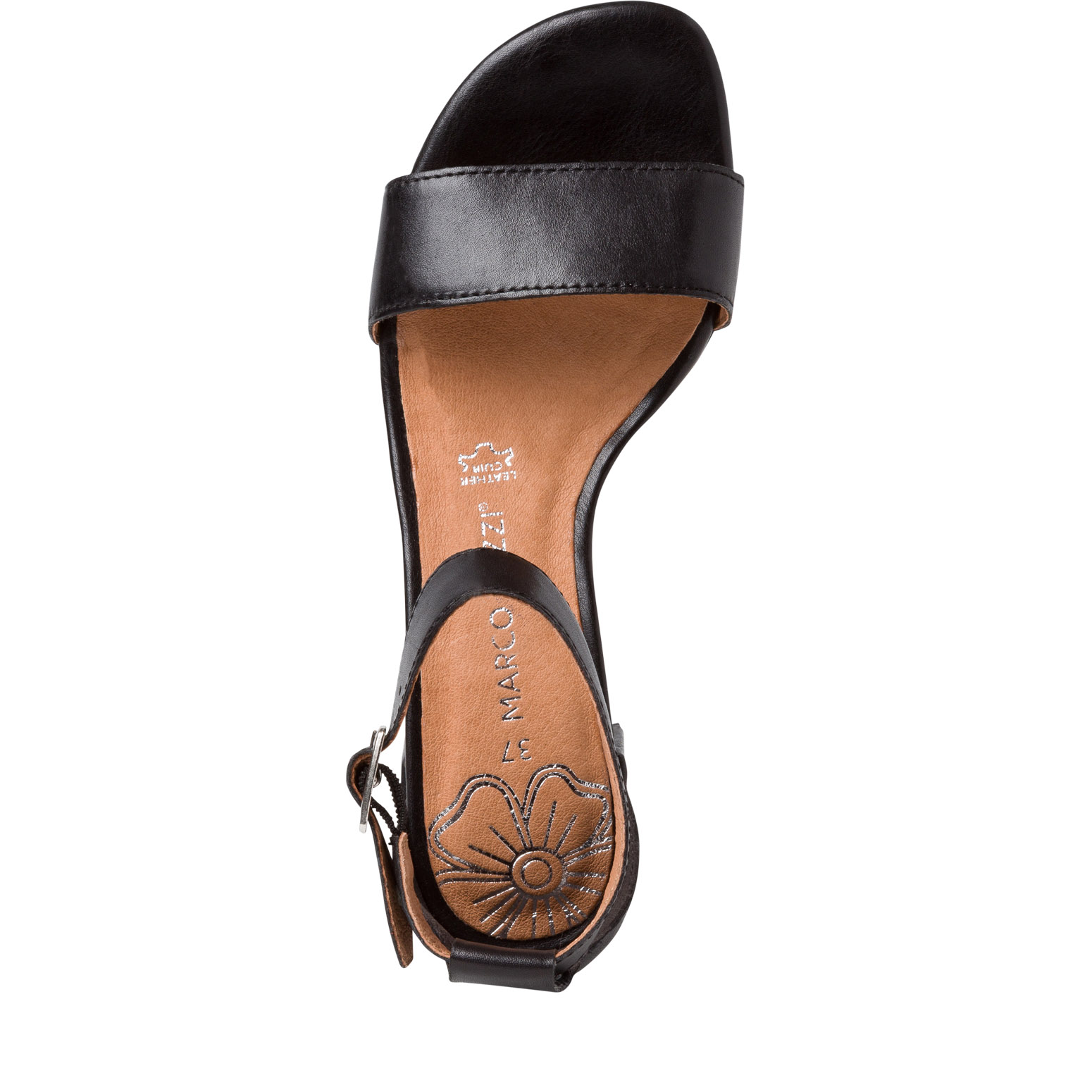Sandale à talon en cuir - noir, BLACK, hi-res