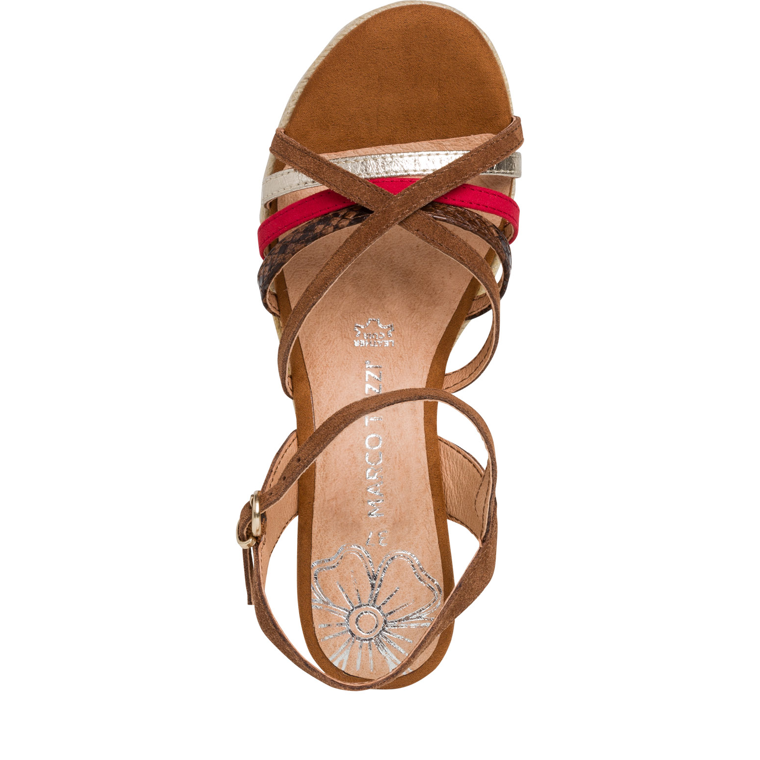 Leather Heeled sandal - brown, COGNAC COMB, hi-res
