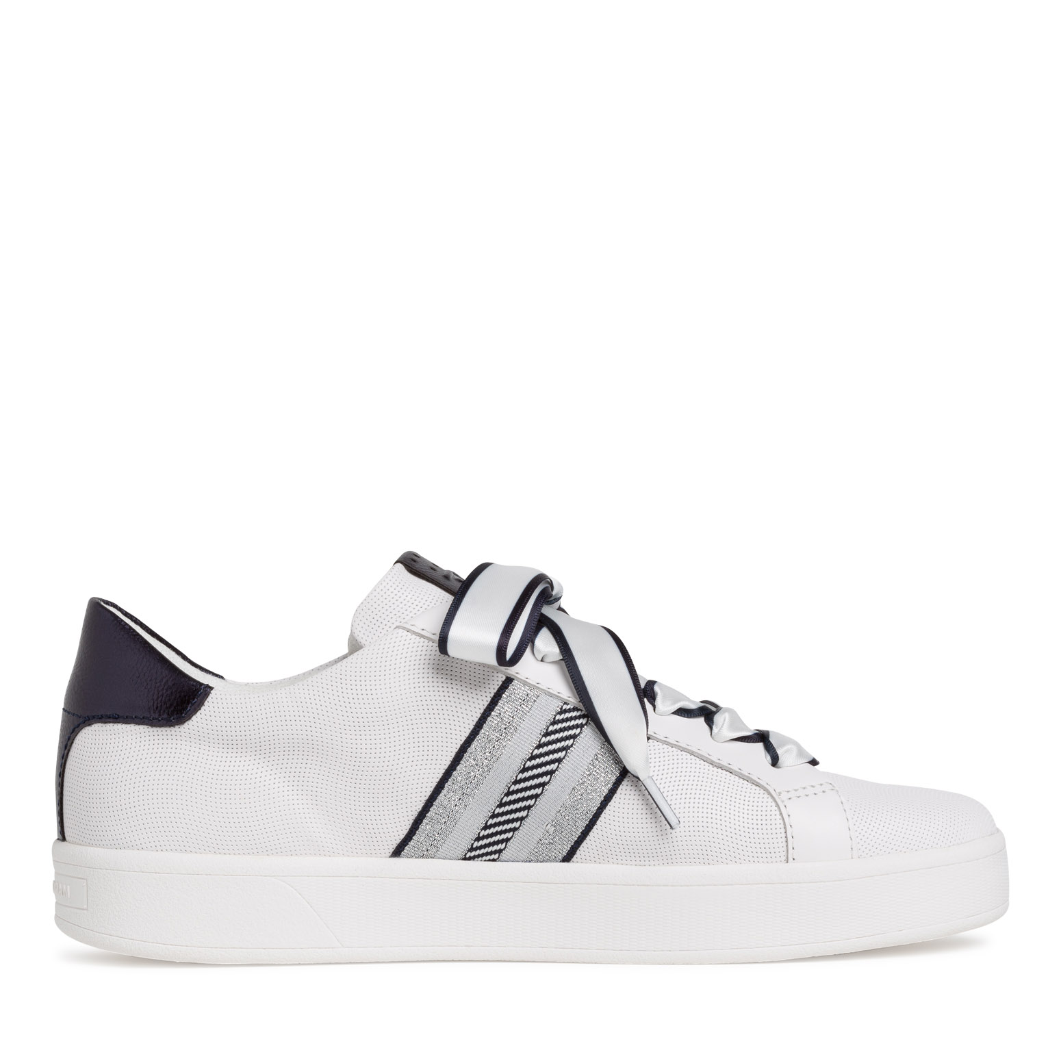 Leather Sneaker - white, WHITE/NAVY M., hi-res