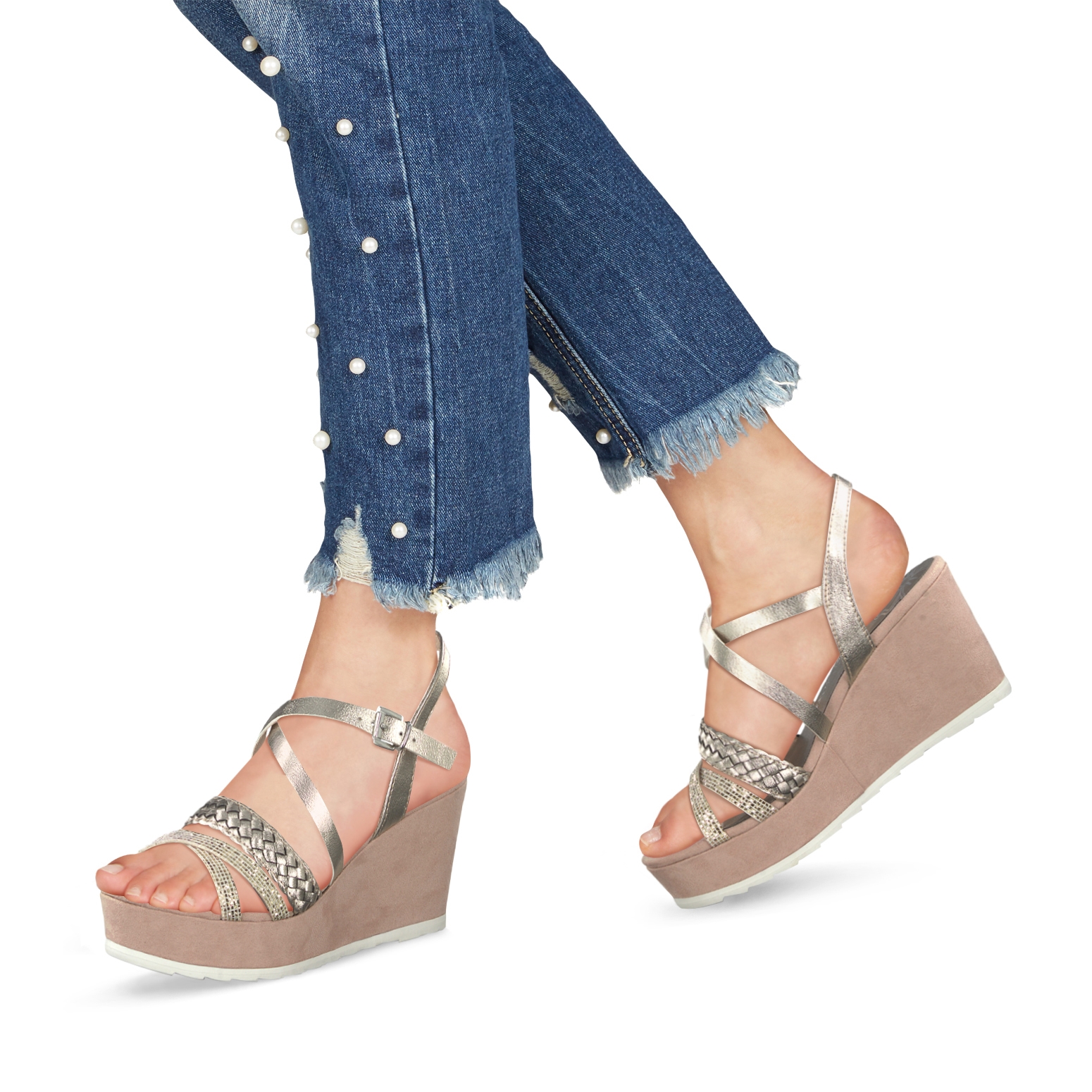Heeled sandal - rose, ROSE MET. COMB, hi-res