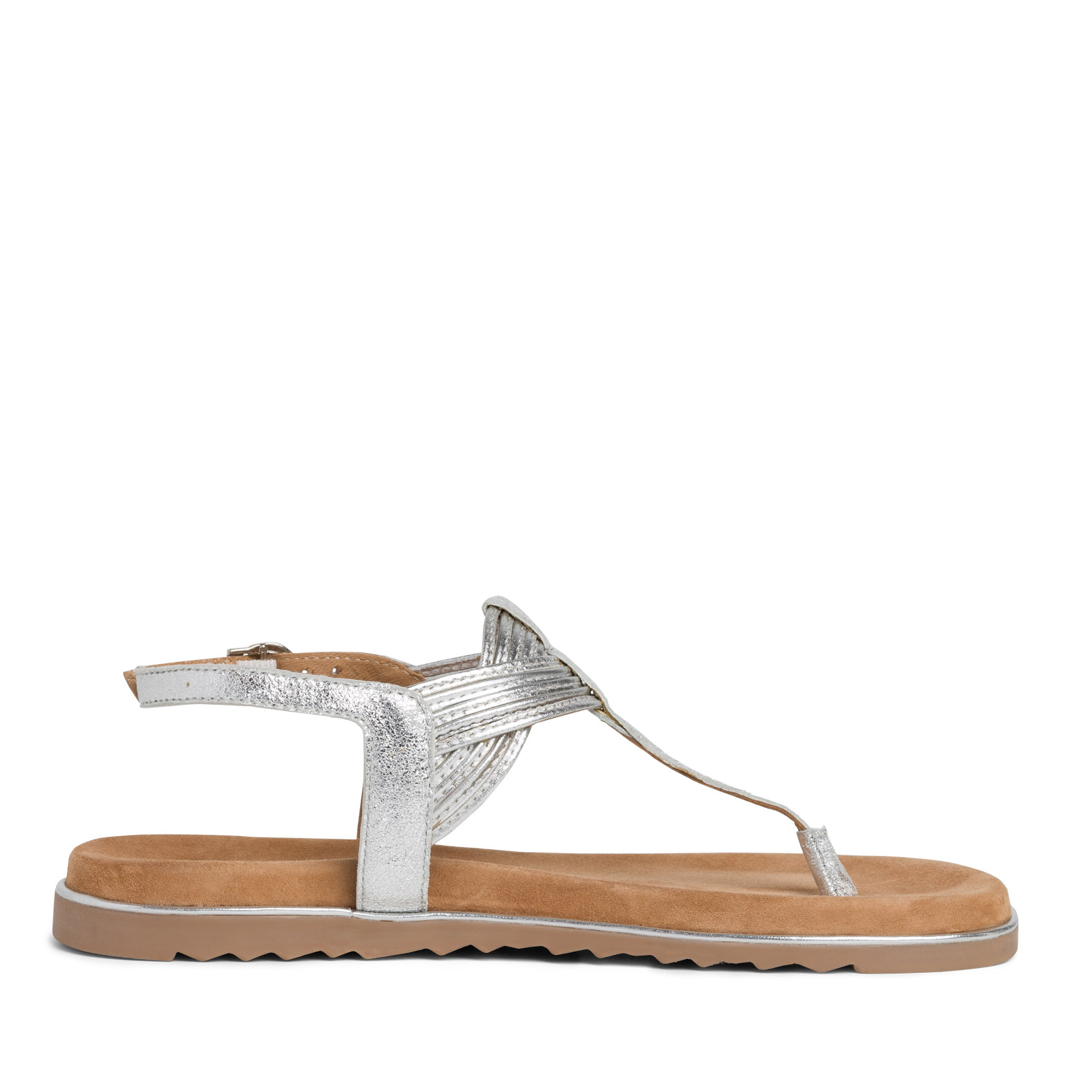 Leather Sandal - metallic, SILVER, hi-res
