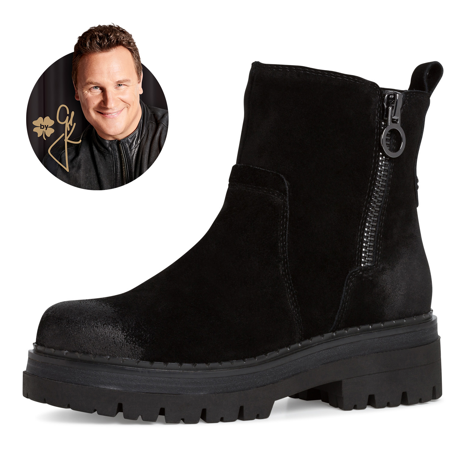 Lederstiefelette - schwarz, BLACK, hi-res