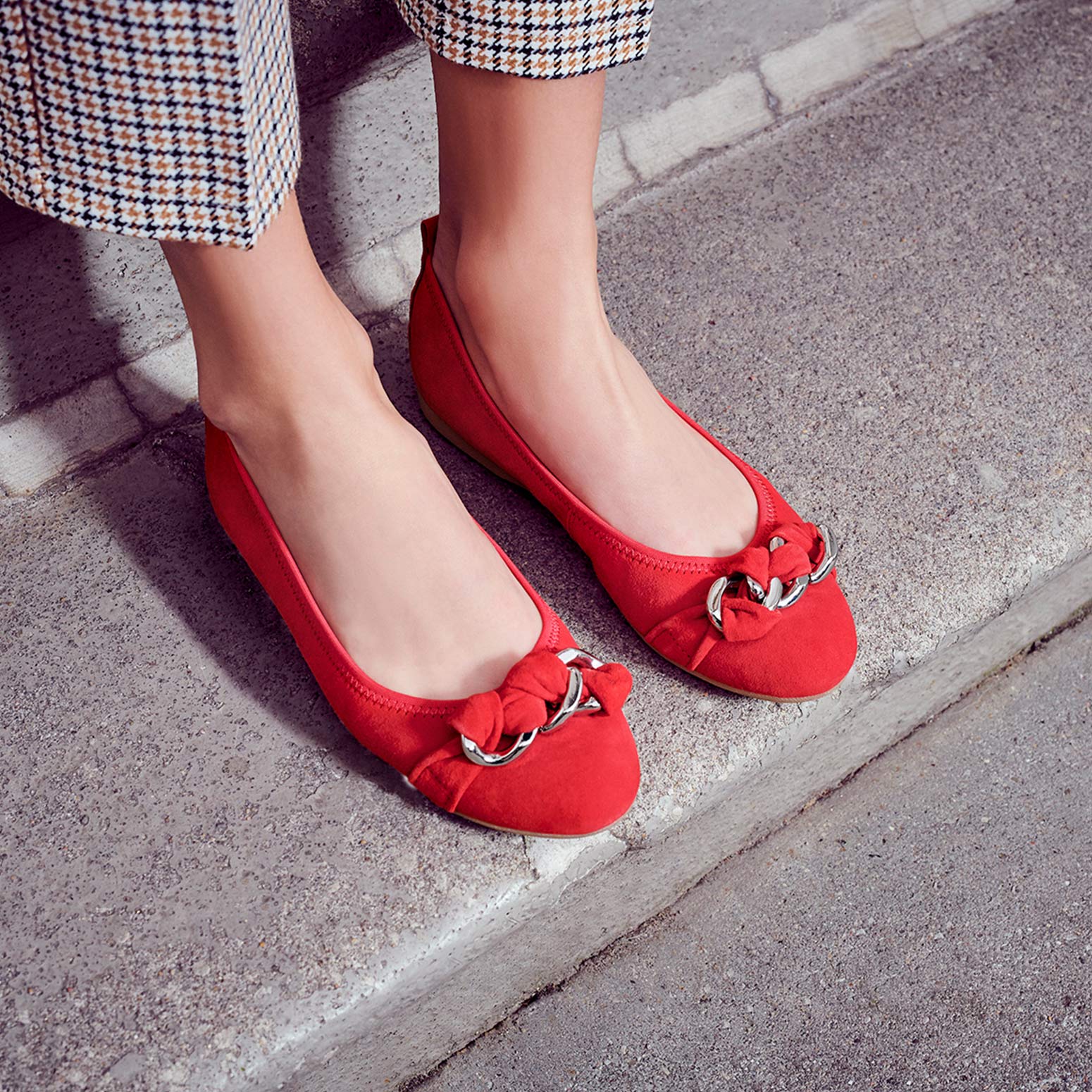Ballerine en cuir - rouge, RED, hi-res
