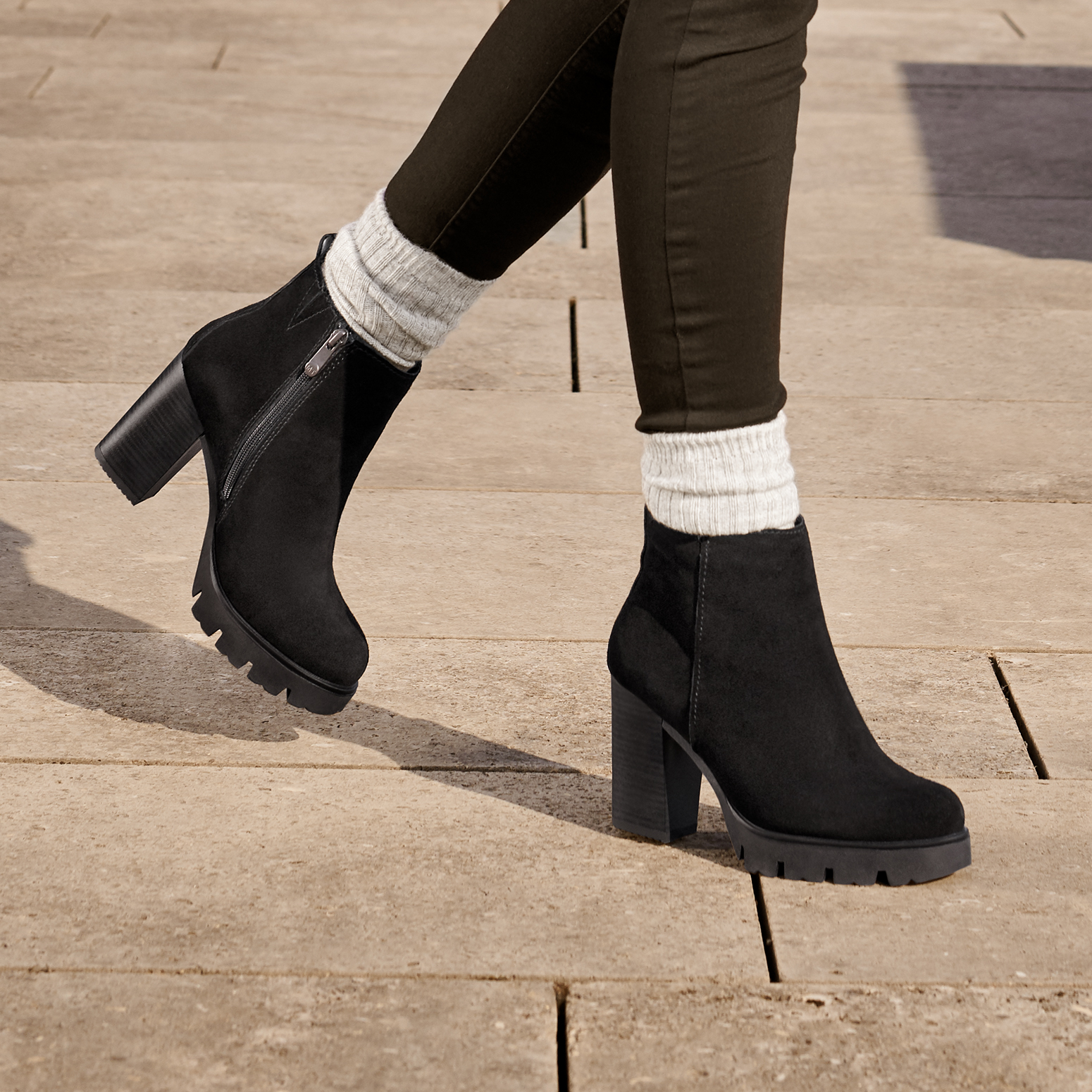 Leather Bootie - black, BLACK, hi-res