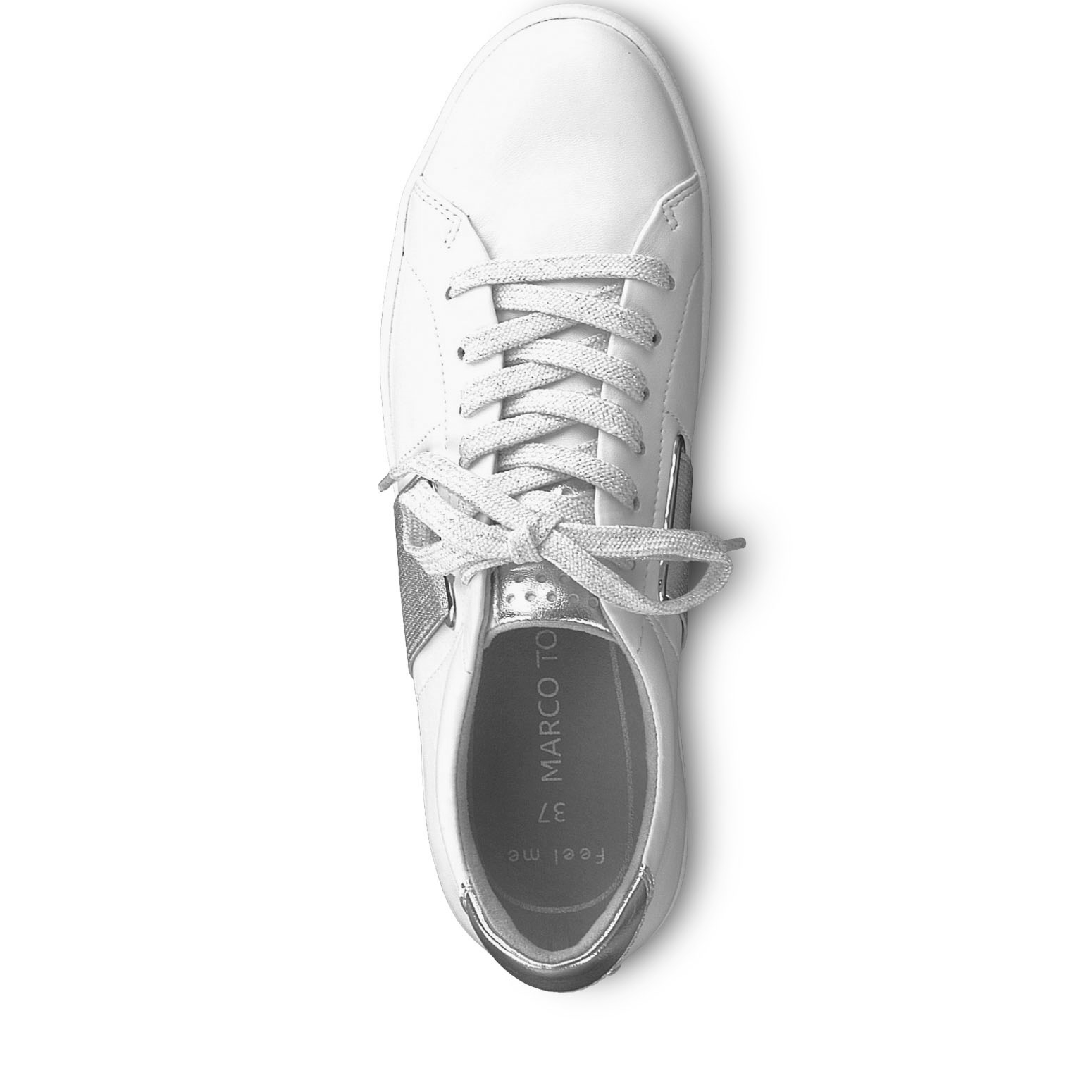 Ledersneaker - weiß, WHITE/SILVER, hi-res